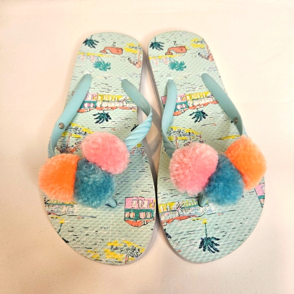 Vineyard Vines Girls' Pom-Pom Flip Flops (Pre-Owned)